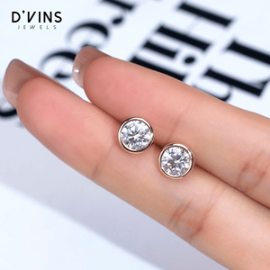 Pendientes de Lujo D'vins Jewels con Diamante Cultivado en Laboratorio, Corte Brillante Redondo, Color D, para Hombre y Mujer, 18k - Product Image 2