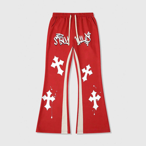 2026 Men's Custom Puff Printing Flare Sweatpants High Quality Mid Waist Drawstring Pocket Casual Breathable Quick Dry - Product Image 1