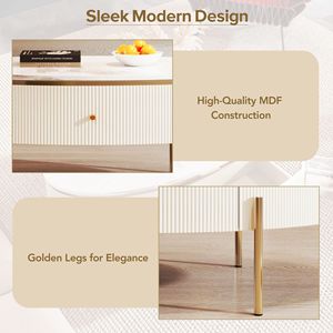 Tavolino Moderno Ovale con 2 Grandi Cassetti per Conservazione e Organizzazione - Product Image 5