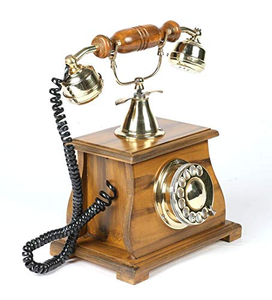 Antique Wooden Rotary <b>Telephone</b> Vintage Retro Classic Desk Phone for Home Office Hotel Decoration - Product Image 6