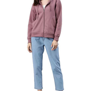 เสื้อฮู้ดผู้หญิงแบบสวมใส่สบายทรงเข้ารูป รุ่นคัสตอม 2026 พร้อมซิปและเชือกผูก ผลิตจากผ้าฝ้ายผสมขนแกะ 80/20  พร้อม GSM แบบกำหนดเองได้ - Product Image 4