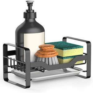 Organisateur d'évier de cuisine avec support pour éponge, distributeur de savon et de brosse, rangement de cuisine - Product Image 1