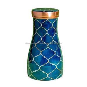 Patrón de quatrefoil, venta al por mayor, jarra de noche de cobre de alta calidad, tarro de agua con estampado esmaltado, vidrio incorporado, regalo adecuado para Unisex - Product Image 2