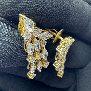 Boucles d'oreilles de luxe en or jaune 9 carats avec diamants marquise et ronds cultivés en laboratoire, certifiées IGI, 4,86 CT, pour fiançailles, mariage, fête, cadeau - Product Image 5