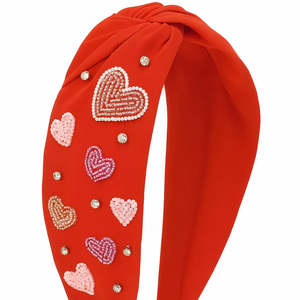 Serre-tête moderne personnalisé brodé à la main avec perles et motif cœur, idéal pour les fêtes et les cadeaux festifs, accessoires pour cheveux - Product Image 4