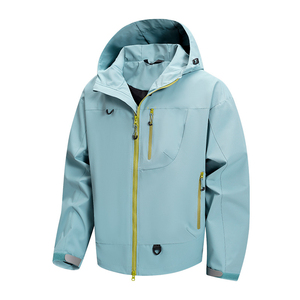 Men's Waterproof Hooded <b>Ski</b> Jacket Black Polyester Zipper Closure Outdoor Wear - Product Image 4