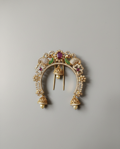 Broche de cheveux ethnique à motif floral et paon jumelé, avec perles et pompon, accessoires de coiffure pour femmes, bijoux floraux pour la tête - Product Image 6