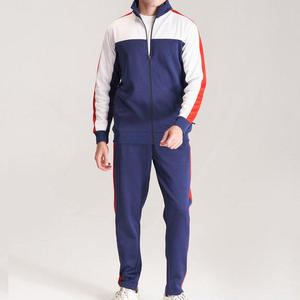 Chándal Deportivo para <span class=keywords><strong>Hombre</strong></span>, Color Azul Marino, Cierre Completo, con Bloques de Color Rojo y Blanco, Bolsillos Laterales, Transpirable, Estilo Casual, Corte Regular, para Otoño - Product Image 4