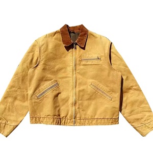 <b>Men</b> Washed Canvas Work <b>Jacket</b> Cotton Casual Coat Zip Front <b>Utility</b> Pockets Soft Finish Relaxed Fit Daily Outerwear Wholesale - Product Image 4
