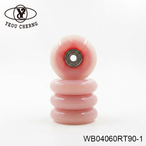 60x24mm High Hardness PU Trolley Bag <b>Wheel</b> 90A Red PP Core Dual Bearing - Product Image 5