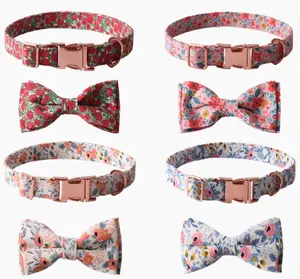 2024 New Gold Fly Collar for Dogs and Cats Pet Bow Collar Decorative Pet Cat with Removable Bow with Alloy Buckle