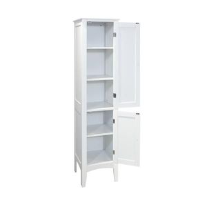 Tall Narrow Freestanding Tower Cabinet with 2 Shutter Doors and 5 Tier Shelves for Bathroom Kitchen & Living Room Storage - Product Image 5