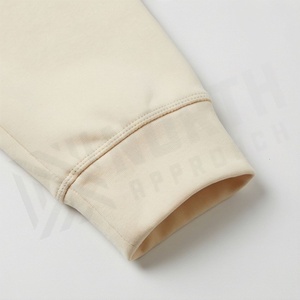 Survêtement à capuche pour homme, couleur crème, logo géométrique, fermeture éclair intégrale, vêtements de sport décontractés, tenue d'automne avec poches latérales - Product Image 6