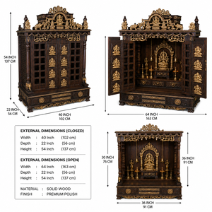 Mandir de prière domestique de luxe en bois massif, fabriqué à la main, avec des sculptures complexes, porte en bois traditionnelle, marque OEM religieuse - Product Image 5