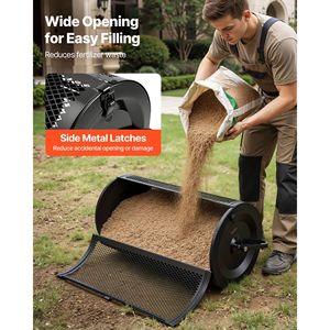 Épandeur de compost de 36 pouces de large pour jardin, tourbe, engrais, avec poignée de poussée/traction, 4 hauteurs réglables, en acier thermolaqué - Product Image 5