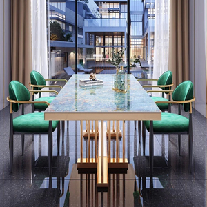 Elegent Modern Rectanglur Dining Tables With <b>Marble</b> <b>Top</b> Luxury Dining Table 6 Seater Metal Dining Table - Product Image 2