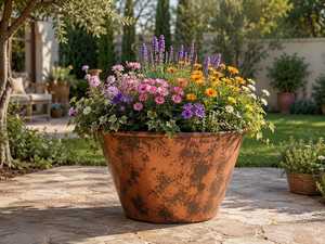 Maceta Redonda de Cobre Puro, Estilo Mediterráneo, para Jardín Exterior, Decorativa, para Plantas - Product Image 3