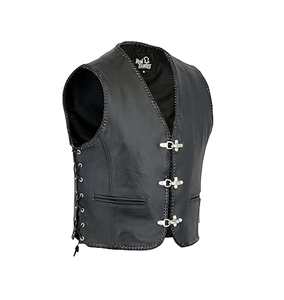 Chaleco de cuero clásico negro para hombre, talla S a 3XL - Product Image 1