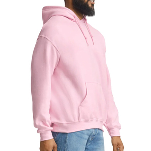 Men's <b>Pink</b> Embroidered Hooded <b>Sweatshirt</b> Regular Fit Solid Color 100% Cotton Fleece Casual with Front Pocket Winter Wear - Product Image 3