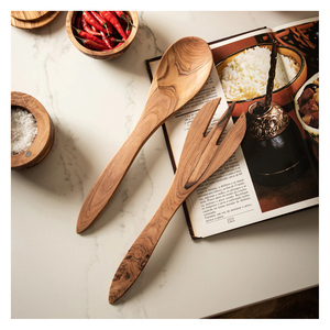 Eco Friendly Wooden Salad Server Designer Spoon & Fork <b>Set</b> Modern Cutlery Flatware Restaurant Wooden Salad Server Premium - Product Image 3