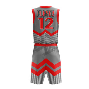 Ensemble de maillots de basket-ball pour hommes en polyester 100% respirant, réversible, grande taille, avec logo personnalisé, sublimation intégrale, gris - Product Image 3