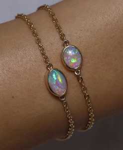 Pulsera con Dije de Ópalo Etíope, Piedra Preciosa Natural, Chapado en Oro y Platino, Cristal Curativo, Regalo Espiritual, Unisex, Venta al por Mayor - Product Image 1