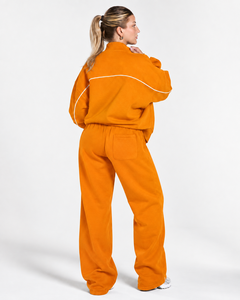 Conjunto Deportivo Personalizado para Mujer con Cremallera Completa, Pantalones Oversize con Ribete Blanco en Contraste, Cintura Elástica, Manga Larga, Conjunto de 2 Piezas - Product Image 2