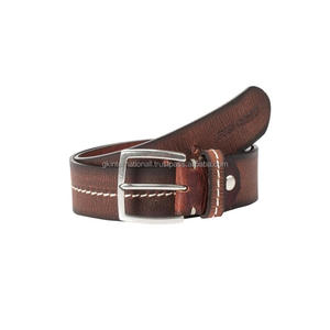 Nuevo Cinturón Casual de Cuero Genuino Hecho a Mano en Negro, Marrón y Bronceado para Hombre con Hebilla de Latón Plateado Mate, Todas las Tallas - Product Image 2