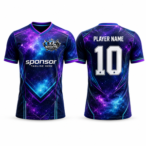 เสื้อฟุตบอลผ้าโพลีเอสเตอร์แบบประสานคุณภาพสูงผ้าเมชยืดหยุ่นดูดซับความชื้นได้ดี - Product Image 1