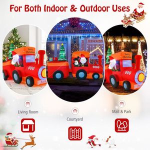8.6 Feet Lighted Christmas Inflatable <b>Train</b> with Santa Claus and Deer <b>Outdoor</b> Holiday Yard Decorations - Product Image 2