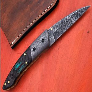 Couteau pliant en acier Damas, manche en bois, lame dentelée, bouton de réglage du pouce, multifonctionnel, utilisation en extérieur, OEM disponible - Product Image 2