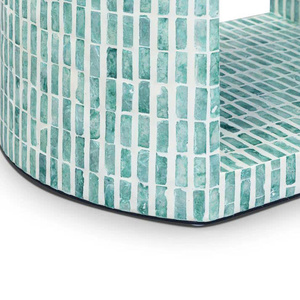 Stylish Collection <b>Blue</b> MOP <b>Bedside</b> <b>Table</b> With Single Drawer Decorative Nightstand Home Furniture Stool - Product Image 5