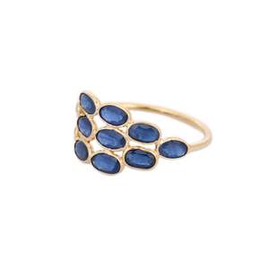 18K Yellow Gold Cushion Cut Natural Sapphire <b>Ring</b> <b>Resizable</b> Solid Gold - Product Image 3