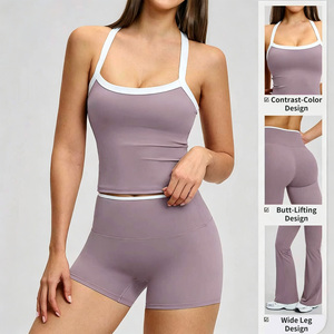 Leggings de yoga taille haute sans coutures, longueur intégrale, couleur unie, pour femme, avec design dos évidé, en Spandex/Nylon respirant - Product Image 4