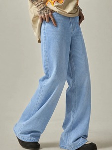 Best Fitting Eco-friendly Color Fade Proof Jeans for Women and <b>Men</b> Mid Waist Wide Leg Comfortable <b>Stretch</b> Denim Ripped Casual - Product Image 3