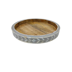 Bandeja Redonda de Nácar con Asas de Latón y Hoja de Oro, Bandeja Decorativa Premium con Incrustaciones de Concha para Mesa de Centro de Hotel - Product Image 2