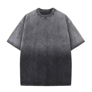 T-shirt en coton délavé noir pour homme, coupe oversize, col rond, manches courtes, style streetwear décontracté - Product Image 1