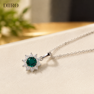 925 Sterling Silver <b>Ruby</b> Round Brilliant Diamond Pendant <b>Necklace</b> Halo Moissanite Jewelry for Women Gift - Product Image 5