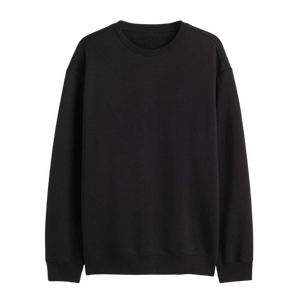 Men's <b>Black</b> Cotton Crewneck <b>Sweatshirt</b> Regular Fit Casual Pullover Autumn Knitted Solid Color Long Sleeve O-<b>Neck</b> Style - Product Image 1