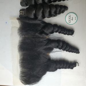 Extensions de cheveux vierges humains de 32 pouces, Vietnam, vague profonde lâche, double trame, tissage à la main, cheveux bruts avec fermeture en dentelle 5x5 - Product Image 4