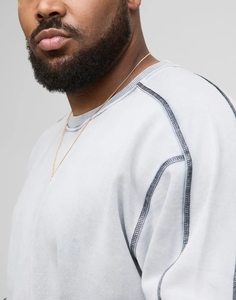 Winter Street Wear Oversized Fleece Thick 100% Cotton 380 GSM Oversized Boxy Fit Crew Neck Acid Washed Men's <b>Sweatshirt</b> OEM Made - Product Image 3