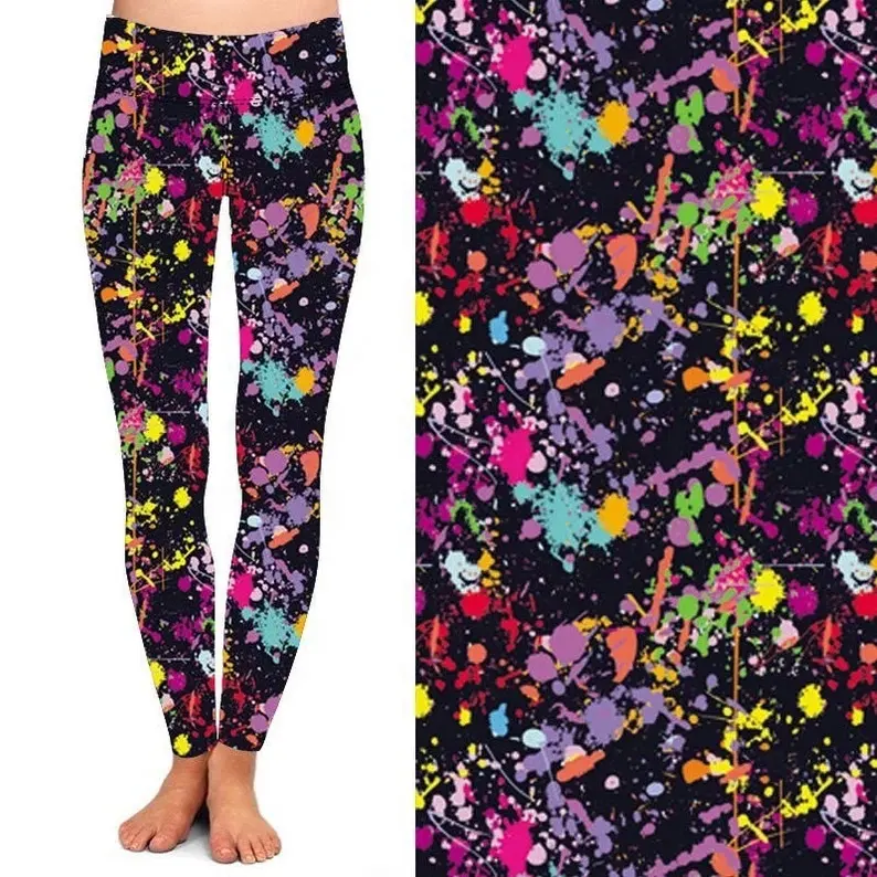 Paint Party Leggings with Pockets Funky, Yoga Pilates Athleisure Casual Women Legging