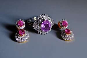 Anillo de Moda para Mujer con Diamante Grande de Corte Ovalado, Estilo Hip Hop, Plata 925, Corte Brillante Morado - Product Image 2