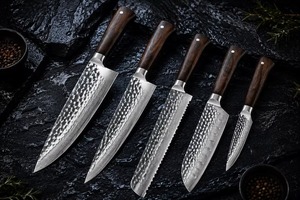 Juego de Cuchillos de Chef de Acero al Carbono, Mango de Madera, Estilo Moderno, Acabado Pulido, Multiusos, Afilados, Hechos a Mano - Product Image 3