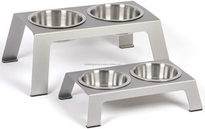 Bols surélevés pour chiens, bols pour chats, mangeoire en aluminium de qualité supérieure avec pieds antidérapants (options courtes 4 pouces, hautes 8 pouces). Acier inoxydable de qualité alimentaire américaine - Product Image 3