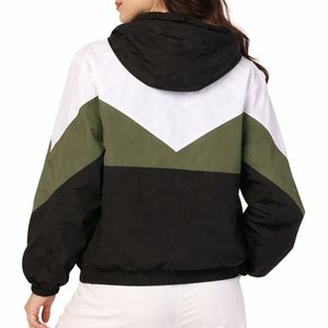 Chaqueta Cortavientos para Mujer con Panel en V, Capucha y Cierre Frontal, Ligera, Estilo Urbano, Ropa Deportiva Activa - Product Image 2