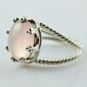 Rose <b>Quartz</b> Oval <b>Ring</b> 925 Sterling Silver Handmade Promise Jewelry for her bezel setting <b>Ring</b> January Birthstone - Product Image 1