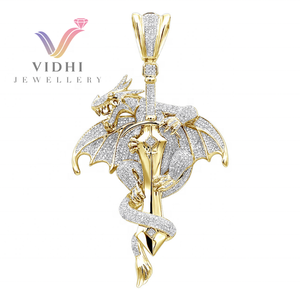 2024 Bijoux Hip Hop personnalisés pour hommes Argent sterling 925 VVS Moissanite Diamant LGD Dragon glacé Design Or blanc Finition IGI - Product Image 1