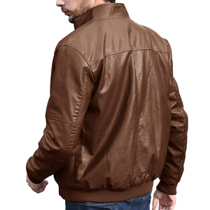 Mens Winter <b>Warm</b> <b>Waterproof</b> Eco-Friendly Breathable Genuine Leather <b>Jacket</b> with Faux Fur Collar - Product Image 3