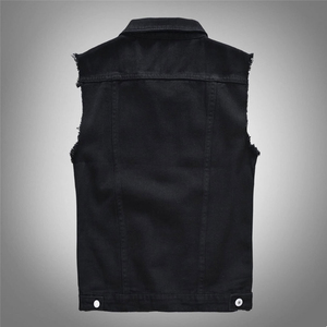 Gilet en jean formel pour homme, sans manches, respirant, réversible, style streetwear, vente en gros - Product Image 2